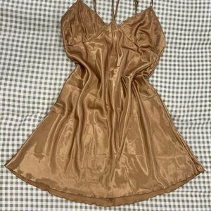 Satin Slip Dress in Bronze/Gold